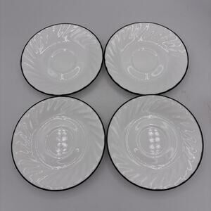 Vintage Corelle Corning Saucer Plates Callaway Ivy Swirl Rim 6.25" Set of 4 USA‎